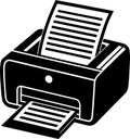 Printer icon with document silhouette isolated on transparent background Royalty Free Stock Photo