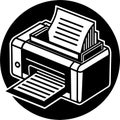 Printer icon with document silhouette isolated on transparent background Royalty Free Stock Photo