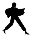 Black silhouette of a professional businesswoman holding a file in her hands, office work, profession