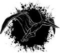 black silhouette of Pteranodon flying dinosaur illustration on white background Royalty Free Stock Photo