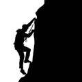 Black silhouette rock climber on white background. Vector illustration Royalty Free Stock Photo