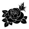 Black silhouette of rose. Vector illustration. Royalty Free Stock Photo