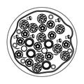 black silhouette rounded piece pizza icon food