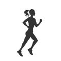 Black silhouette of running girl. Outdoor fitness. Young active woman. Isolated workout image Royalty Free Stock Photo