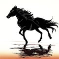 Black silhouette running horse Royalty Free Stock Photo