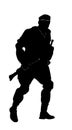 Black silhouette of a running soldier.