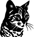 Rusty-spotted Cat Black Silhouette Generative Ai