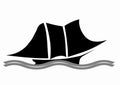 Black silhouette sailboat vector