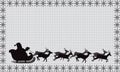 Black silhouette of Santa Claus flying in a sleigh on white Royalty Free Stock Photo