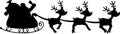 Black Silhouette Of Santa And A Reindeers Flying In A Sleigh Royalty Free Stock Photo