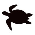 Black silhouette of a sea turtle Royalty Free Stock Photo