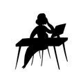 Black silhouette of secretary. Character illustration isolated on white. Cartoon people vector illustration