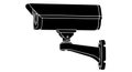 Black silhouette of a security surveillance camera mounted on a wall,  on transparent background Royalty Free Stock Photo