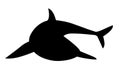 Black silhouette shark giant apex predator cartoon animal design flat vector illustration isolated on white background Royalty Free Stock Photo
