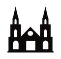 Black silhouette single church construction building for design