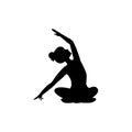 Black silhouette of slender girl demonstrating yoga poses Royalty Free Stock Photo