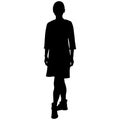 black silhouette of slender girl in short dress Royalty Free Stock Photo