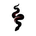 Black silhouette snake icon vector. Isolated symbol of snake on white background. Danger sign