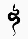 Black silhouette snake. Isolated icon snake on white background. Royalty Free Stock Photo