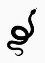 Black silhouette snake. Isolated symbol or icon snake on white background. Abstract sign snake. Vector illustration Royalty Free Stock Photo