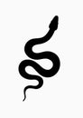 Black silhouette snake. Isolated symbol or icon snake on white background. Abstract sign snake. Vector illustration Royalty Free Stock Photo