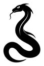 Black silhouette snake. Isolated symbol or icon snake on white background. Abstract sign snake. Vector illustration Royalty Free Stock Photo