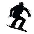 Black silhouette of snowboarder isolated on white background Royalty Free Stock Photo