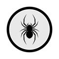 Black Spider Icon Inside A White Circle With Black Border On White Background symbol Royalty Free Stock Photo