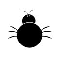 Black spider silhouette isolated on white background. Flat design