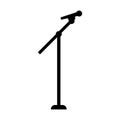 Black Silhouette Stage Microphone and Stand isolated on white background. Vector illustration for Your Design Royalty Free Stock Photo