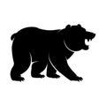 Black Silhouette of a standing and roaring Bear icon. Vector illustration of an angry monochrome arctic animal, polar bear or Royalty Free Stock Photo