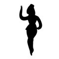 Black silhouette of stewardess. Character illustration isolated on white. Cartoon people vector.