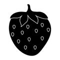 Black silhouette of strawberry, fruit glyph icon flat vector Royalty Free Stock Photo
