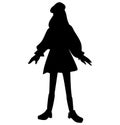 Black silhouette of a stylish girl with a hat, modern teenager, Victorian clothes
