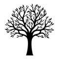 Black silhouette of a stylized tree with leaves white 1 Royalty Free Stock Photo