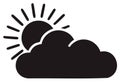 Black silhouette of sun partially obscured by cloud symbol weather graphic Royalty Free Stock Photo