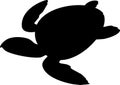 Black silhouette of swimming sea turtle Royalty Free Stock Photo