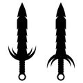 Black silhouette of swords isolated on white background. Two-handed broadswords. Vector illustration for any design Royalty Free Stock Photo