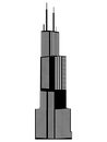Black Silhouette of Symbol of Chicago - Willis Sears Tower