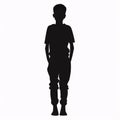 Black silhouette, tattoo of a boy with hands in pockets on white background. Vector Royalty Free Stock Photo