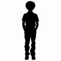 Black silhouette, tattoo of a boy with hands in pockets on white background. Vector Royalty Free Stock Photo