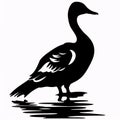 Black silhouette, tattoo of a duck on white isolated background. Vector Royalty Free Stock Photo