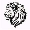 Black silhouette, tattoo of a head of a lion, tiger on white background. Vector Royalty Free Stock Photo