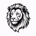 Black silhouette, tattoo of a head of a lion, tiger on white background. Vector Royalty Free Stock Photo
