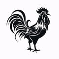 Black silhouette, tattoo of a hen, rooster on white background. Vector Royalty Free Stock Photo