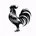 Black silhouette, tattoo of a hen, rooster on white background. Vector Royalty Free Stock Photo