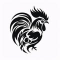 Black silhouette, tattoo of a hen, rooster on white background. Vector Royalty Free Stock Photo