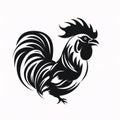 Black silhouette, tattoo of a hen, rooster on white background. Vector Royalty Free Stock Photo