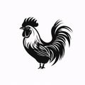 Black silhouette, tattoo of hen, rooster on white background. Vector Royalty Free Stock Photo