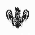 Black silhouette, tattoo of hen, rooster on white background. Vector Royalty Free Stock Photo